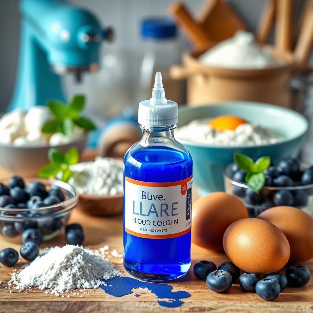 Blue Cake Ingredients Selection Blue Cake Ingredients Selection