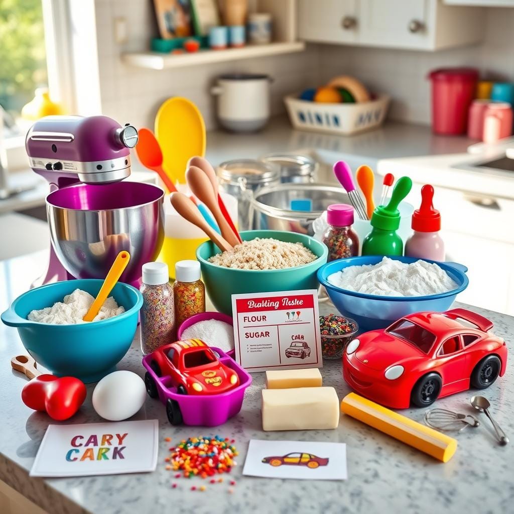 Car Cake Baking Tools and Ingredients Car Cake Baking Tools and Ingredients