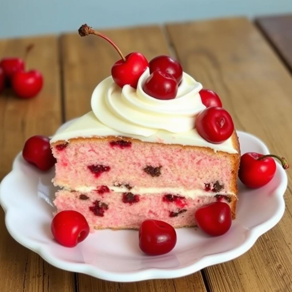 Cherry Chip Cake Slice Cherry Chip Cake Slice