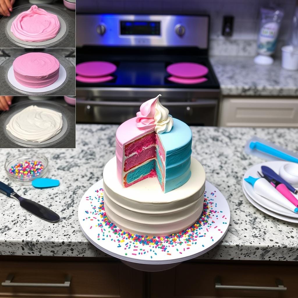 Gender Reveal Cake Assembly Techniques Gender Reveal Cake Assembly Techniques