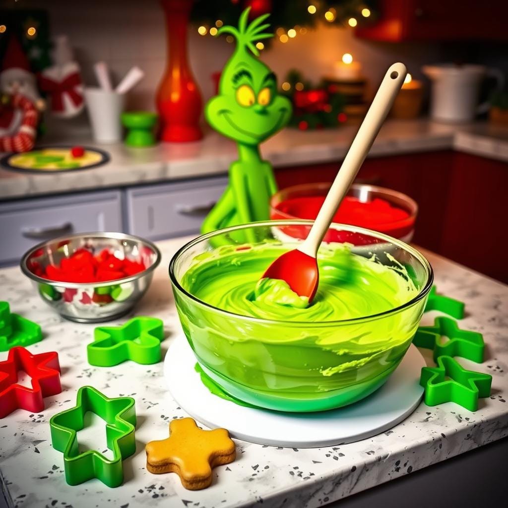 Grinch Cake Baking Process