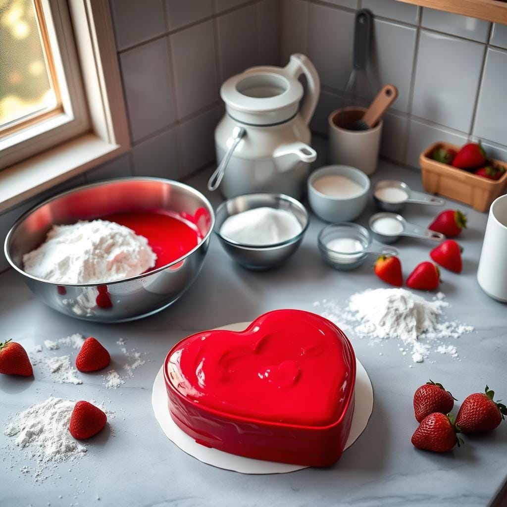Heart Cake Baking Process Heart Cake Baking Process