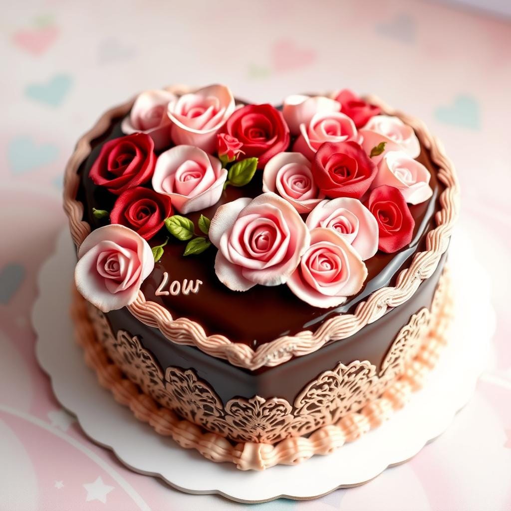 Heart-shaped romantic cake design Heart-shaped romantic cake design