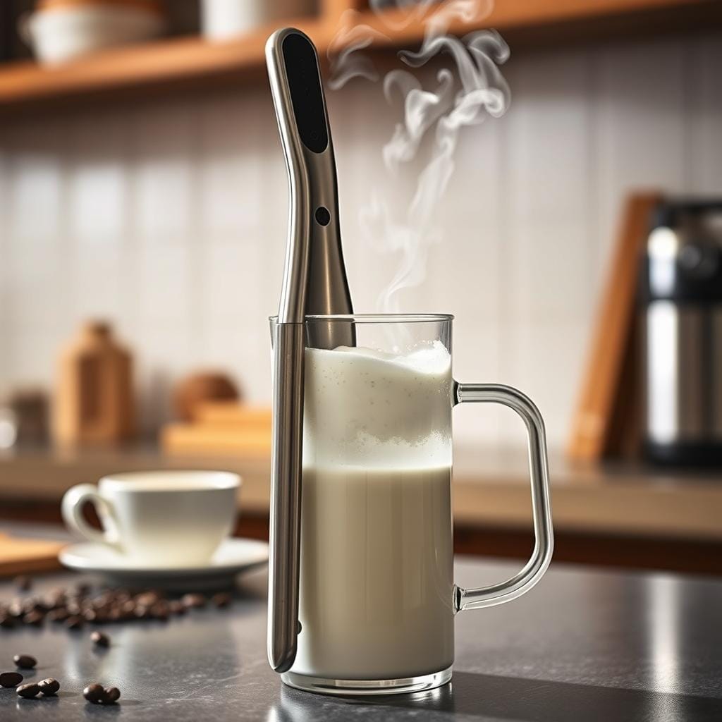 Manual Milk Frother in Action