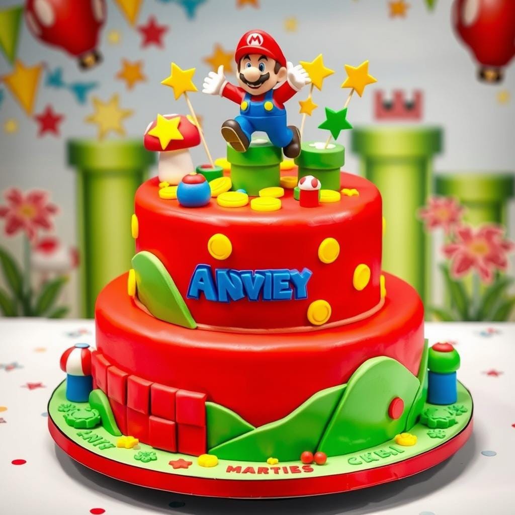 Mario Themed Birthday Cake Design Mario Themed Birthday Cake Design