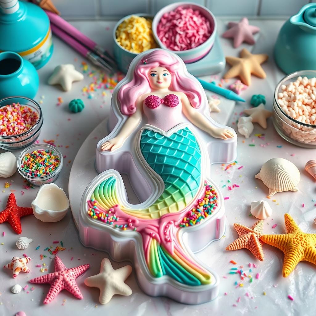 Mermaid Cake Pan Preparation Mermaid Cake Pan Preparation