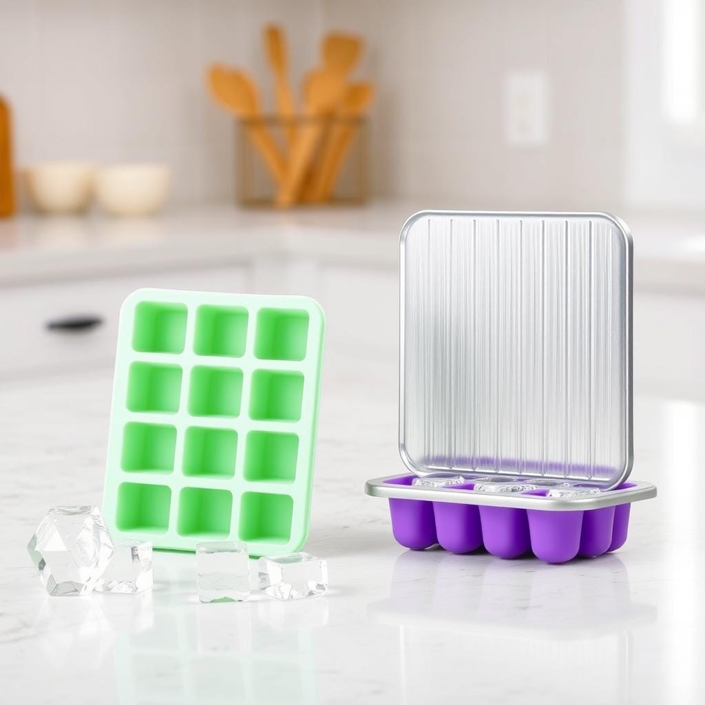 Silicone and Metal Ice Cube Trays Comparison