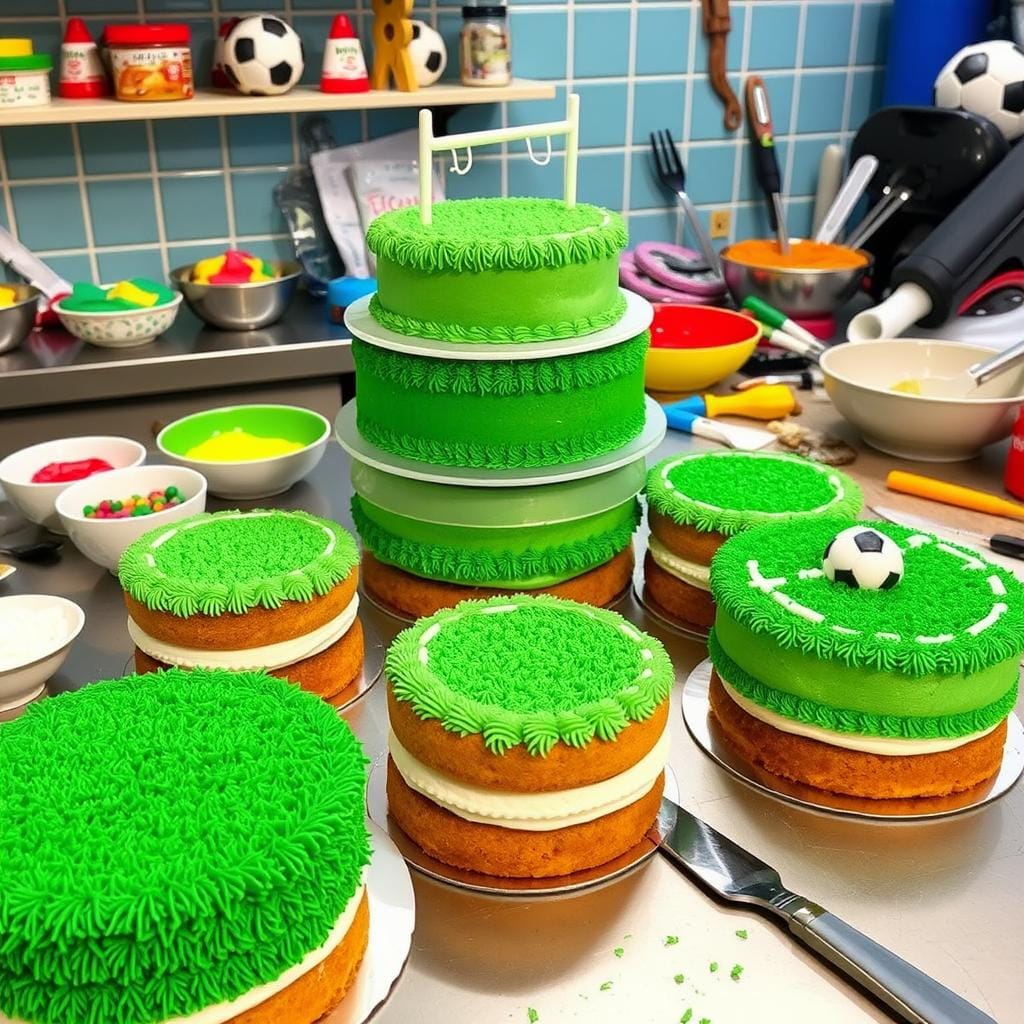 Soccer Cake Layer Preparation Soccer Cake Layer Preparation