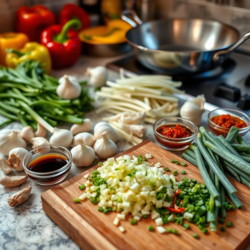 Stir-Fry Aromatics and Sauce Preparation Stir-Fry Aromatics and Sauce Preparation