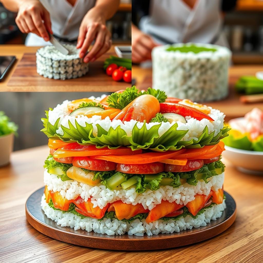 Sushi Cake Preparation Steps Sushi Cake Preparation Steps