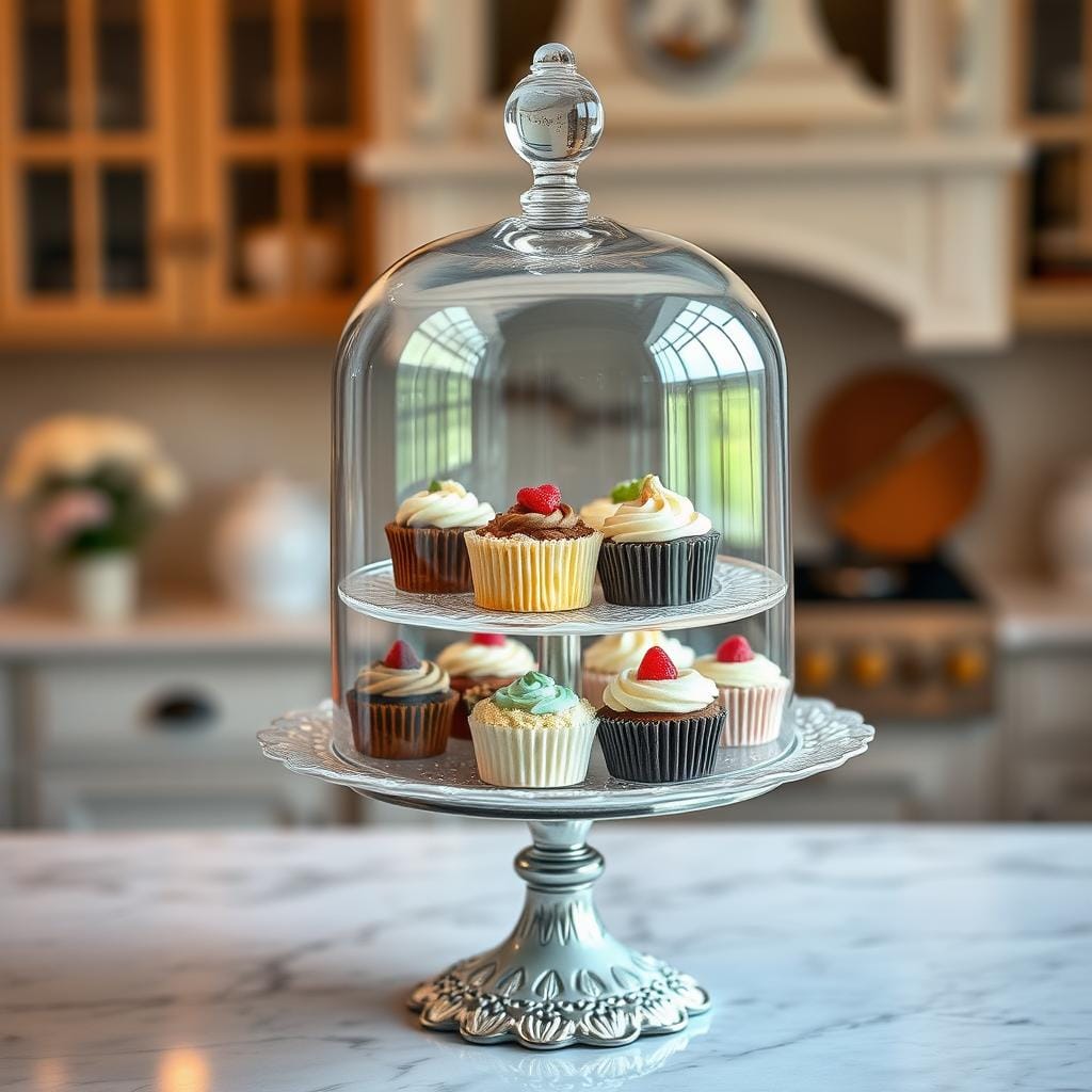 Tiered Cake Plate with Glass Dome
